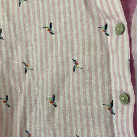 Chico's Novelty Hummingbird Print Linen Button Down Top, 12/L - Picture 2 of 6